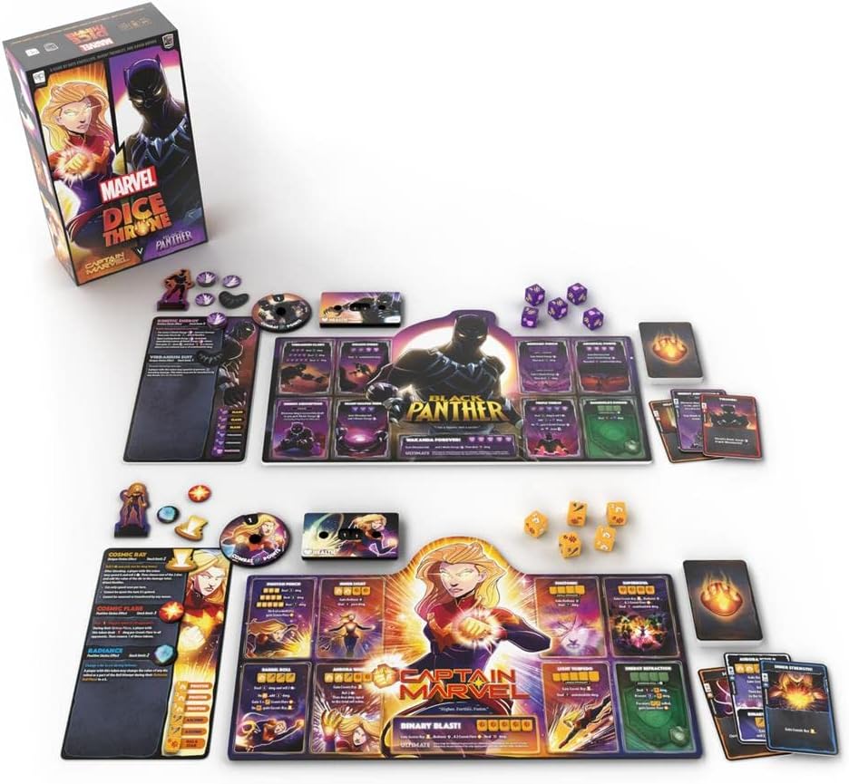 USAOPOLY Marvel Dice Throne | 2 Hero Box Featuring Captain Marvel, Black Panther | Standalone Competitive Dice Game | Officially-Licensed Game | Compatible with The Dice Throne Ecosystem