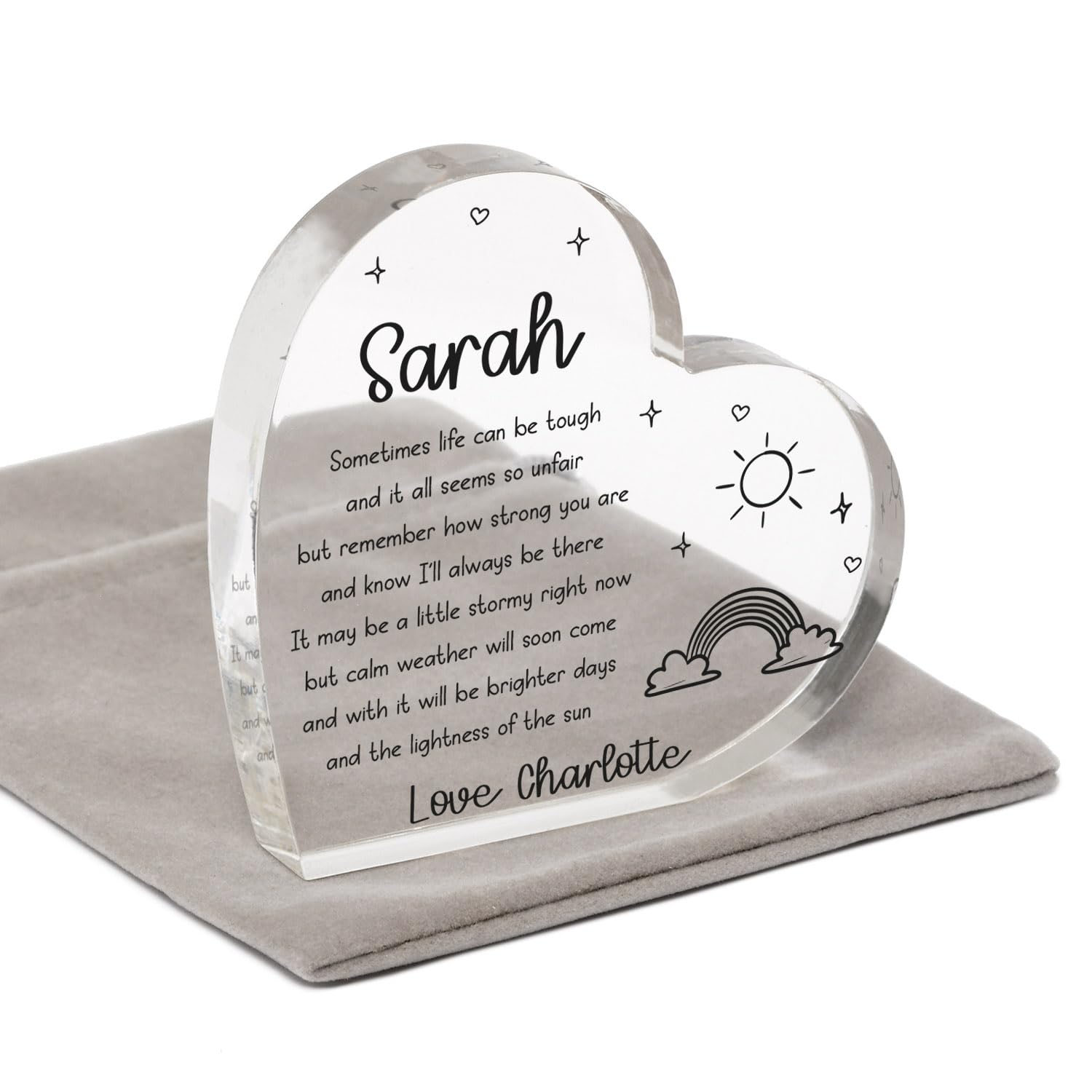 Beecreative Personalised Cheer Up Gifts For Women Friends, Positivity Gift, Thinking Of You, Feeling Down Gifts For Women, Anxiety Depression Gift, Tough Times Gift For Friend, Rainbow With Grey Bag