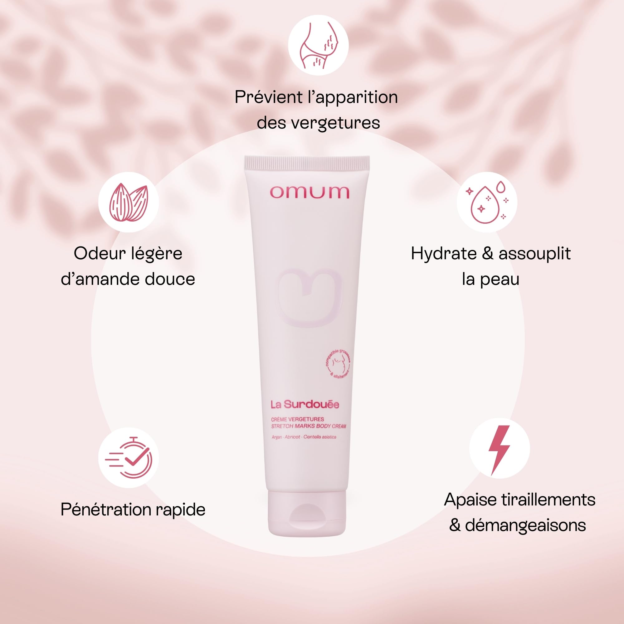 OMUM - Duo In&Out Vergetures - La Surdouée huile + La Surdouée complément alimentaire - Traitement vergetures, peau souple et élastique - Pour les futures mamans et femmes allaitantes - Vegan