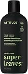 ATTITUDE Men's Shampoo and Conditioner 2-in-1, Made in Canada, Nourishing For Dry Hair and Scalp, With Panthenol and Ginseng, 97% Natural Origin Ingredients, EWG Verified, Patchouli and Bourbon, 415 mL