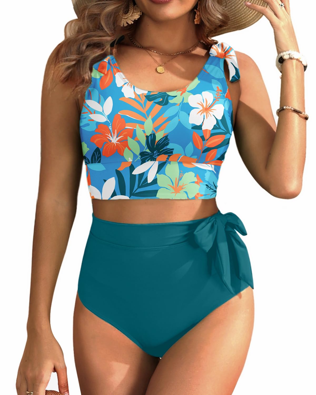 Two Piece High Waisted Swimsuits - Women Tummy Control Bikini Modest Bathing Suit 2PC 2025