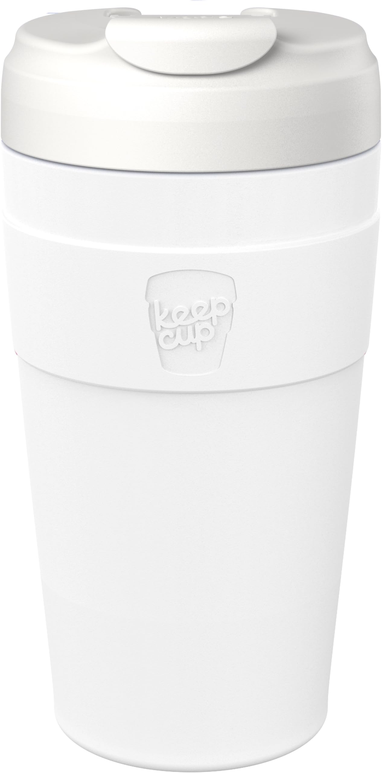 KeepCup Commuter Travel Mug - Insulated Stainless Steel Reusable Coffee Cup with Spillproof Flip Lid - 16oz/454ml - Bone White