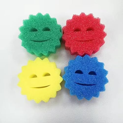 Scrub Smiley Face Sponges – Non-Scratch Dual-Texture Scrubbers for Dishes,