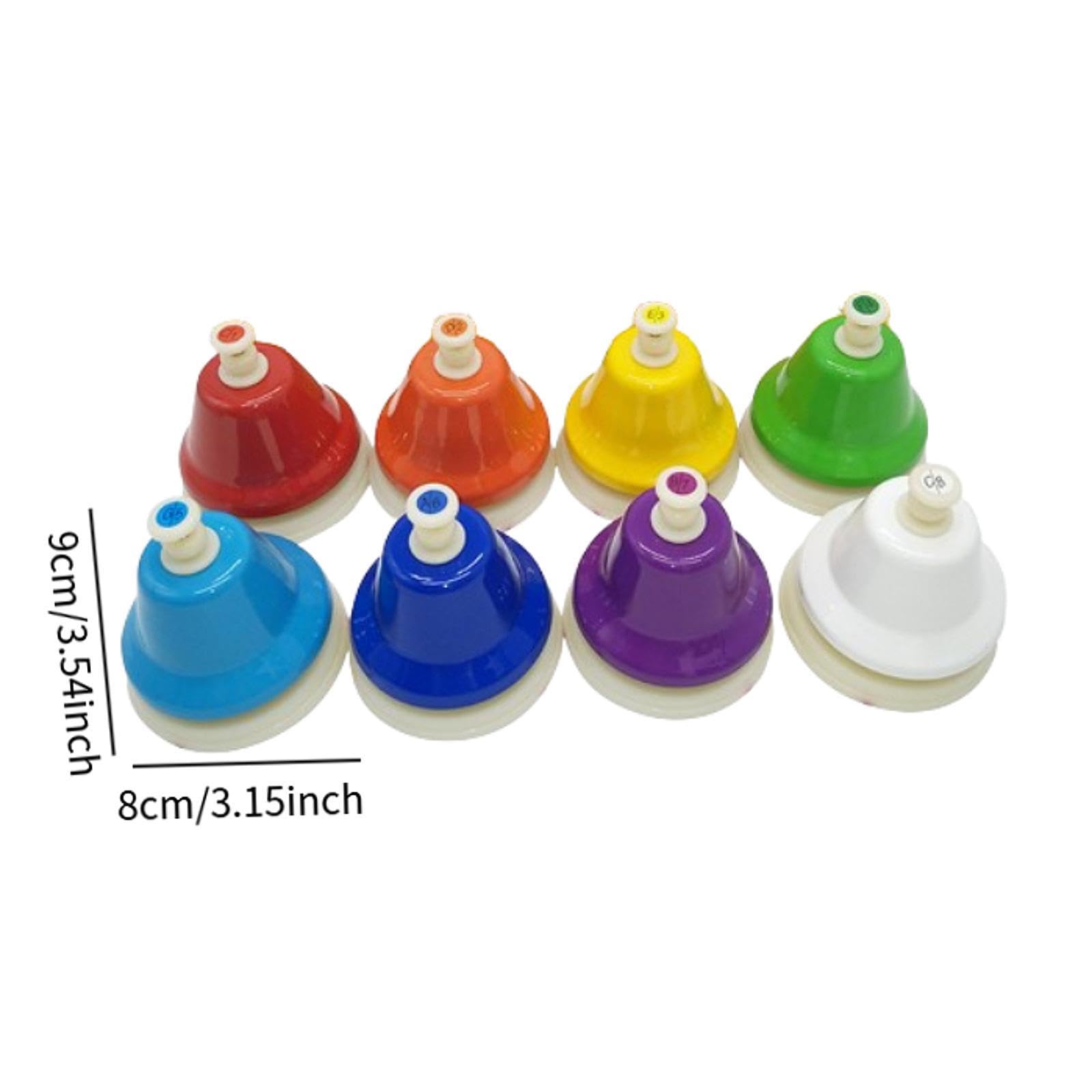 Oshhni Los niños juegan campanas de escritorio, campanas de manos, juguete de aprendizaje diatónico de mano, coloridos hojas musicales, 8 notas, regalos de