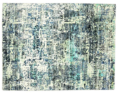 Tapis tissé à la main bleu abstrait style handloom d'exception format 220 x 160 cm - 2