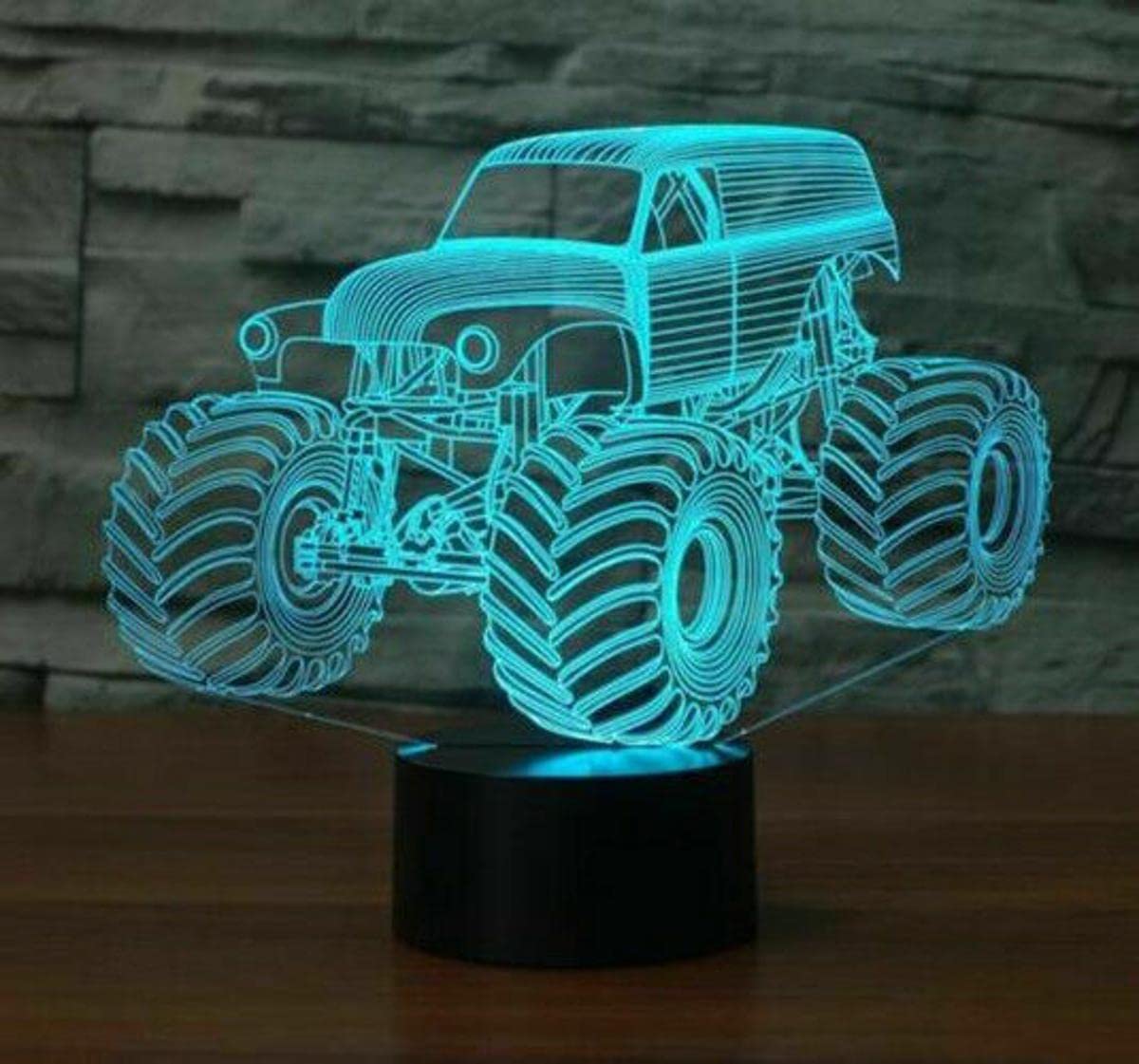 ZEZEFUFU 7 Color Change Abstractive 3D Illusion Light Lamp Monster Tractor for Boys Night Light for Kids