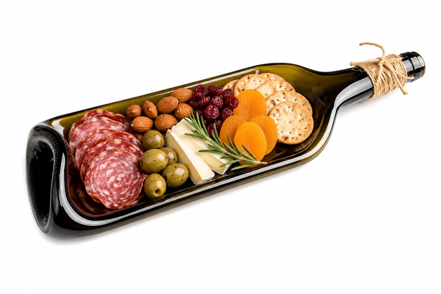Wine Bottle Cheese Board Serving Tray, Decorative Glass Charcuterie Platter for Cheese, Crackers and Appetizers, Small Serving Board for Entertaining, Parties and Home Decor (1)