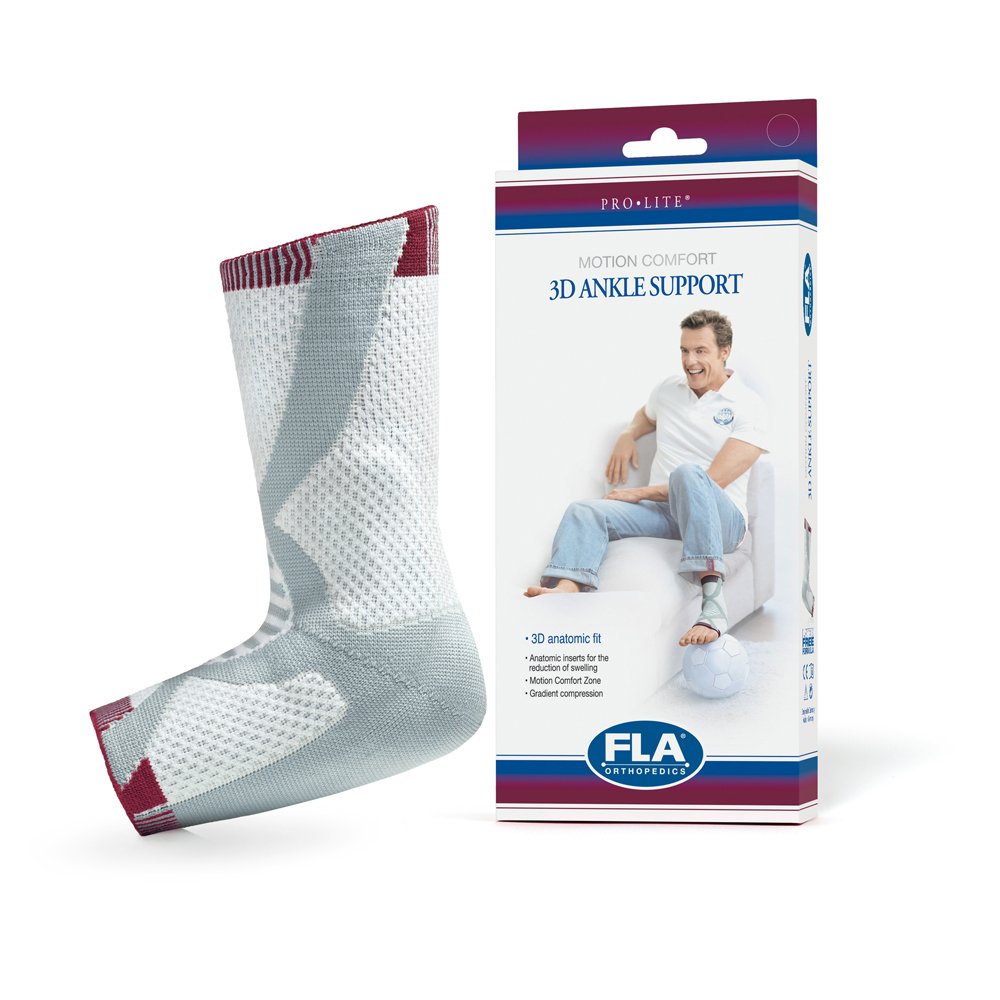 Fla 7588905 Pro Lite 3D Ankle Support, Left White &amp; Gray, Medi