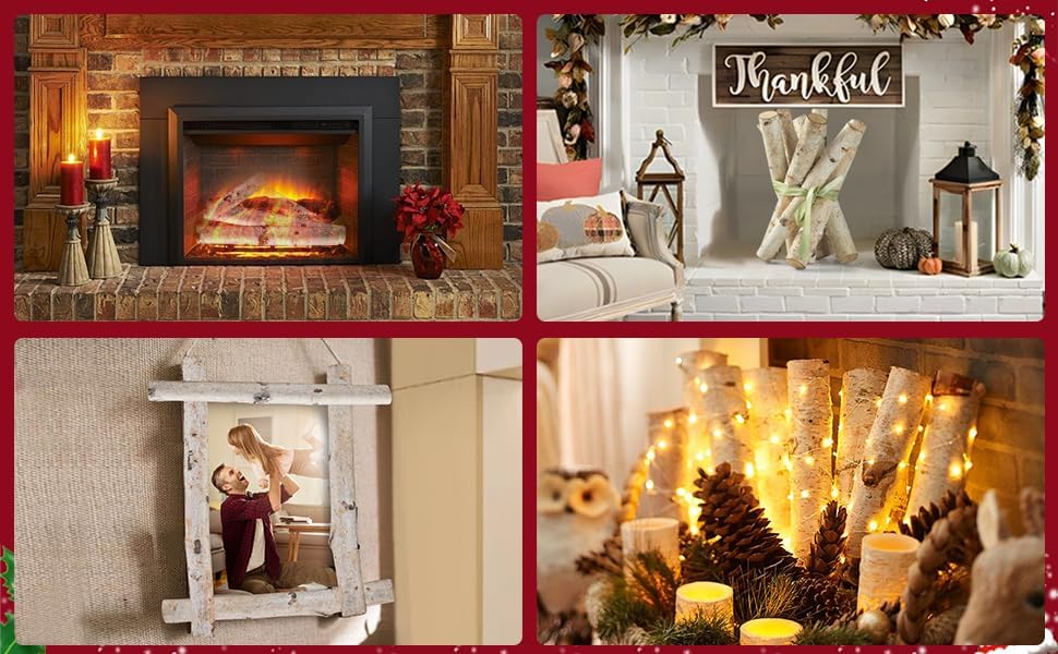 Miniatura 8 de Paquete de 12 troncos de abedul para manualidades, decoración de chimenea de Navidad, decoración de madera natural para el hogar, ramas de madera de