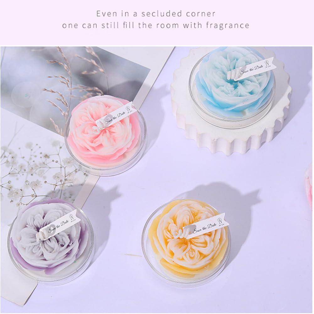Rose Flower Shaped Decorative Candle, Multicolor, 2.4 x 1.3 Inch, Wedding Favor Tealight,A Gift for a Friend,Household Goods (Multicolored)