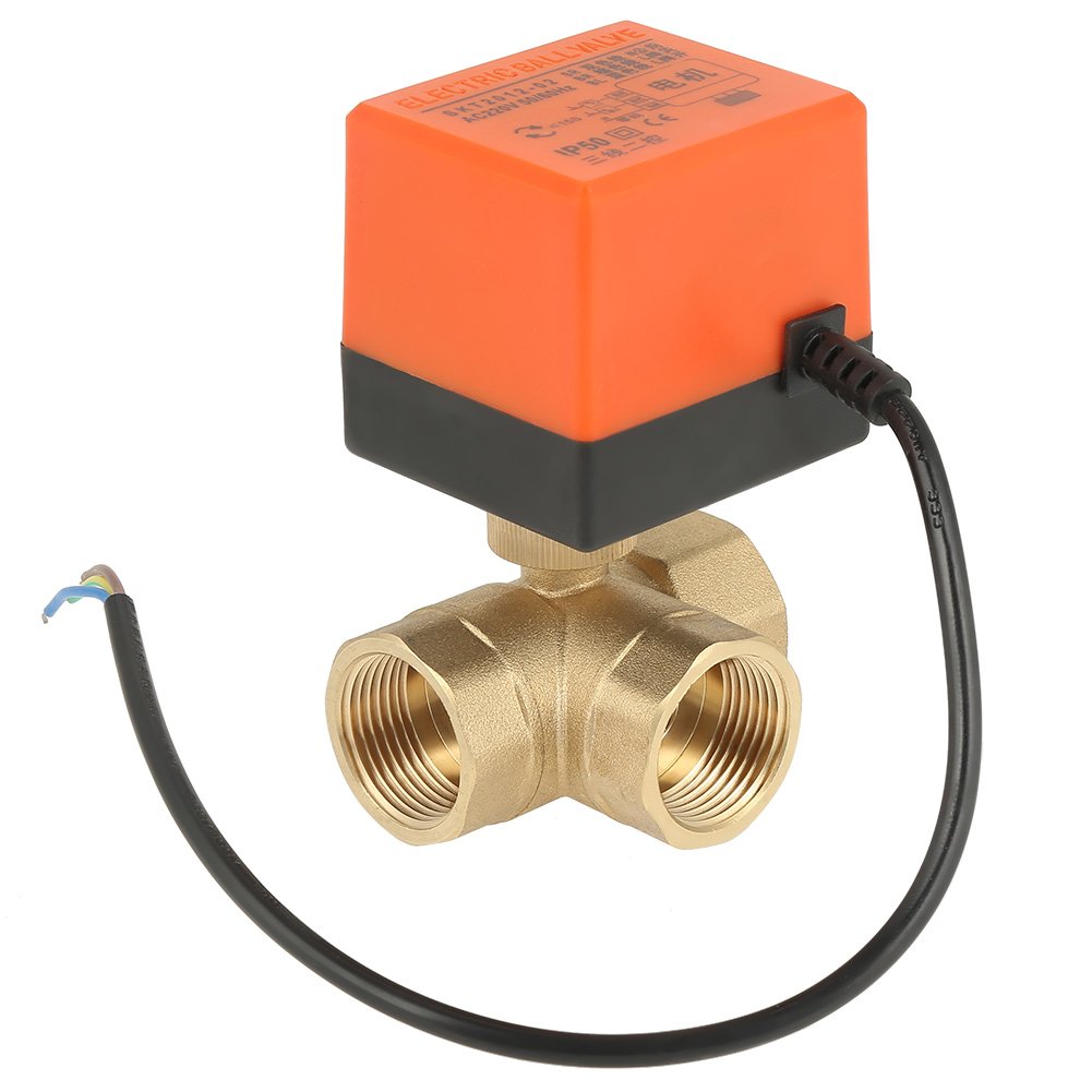 Válvula de Bola Motorizada, Válvula de Bola de Latón DN25 / G1 ", Válvula de 3 Cables Motorizada de 3 Vías DN25 AC 220 V, para Agua, Aire, Aceite y Otros Entornos
