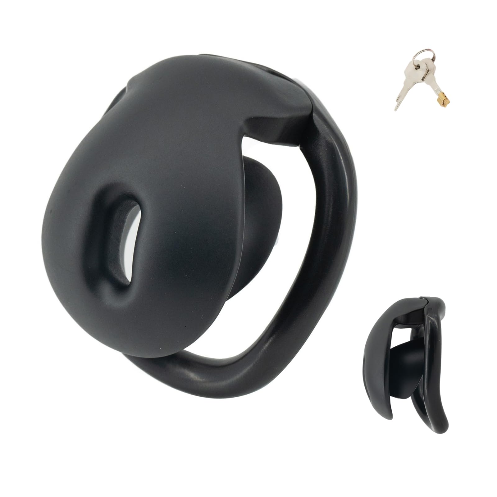 Chastity Cage Man Cage de Chasteté Inversée pour Pénis avec 4 Anneaux Différents Sex Toýs Homme Cage Chastetée en Résine ABS avec Mini Serrure pour Bondage le Pénis (Black,N)