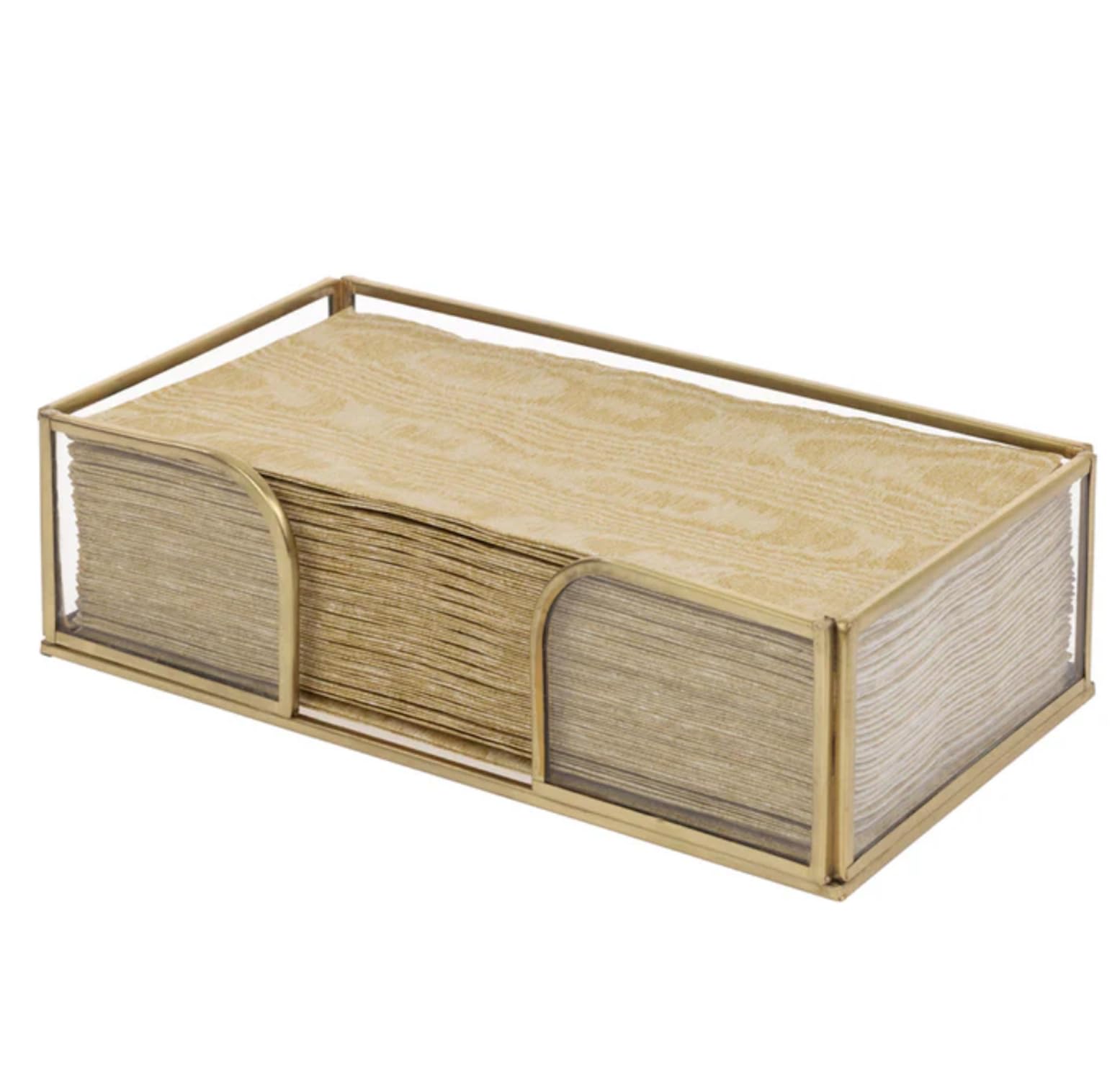 Boston International CAD24271 - Dispensador de servilletas de papel para cocina, comedor, bufé y encimeras de bar, metal, vidrio con borde dorado