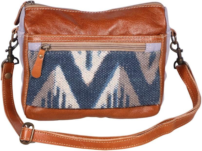 Myra Bags Indigo Charm Canvas, leather & Rug Crossbody Bag S-1919