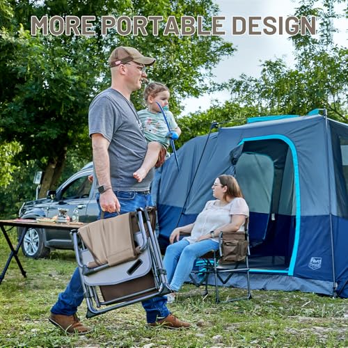 Timber Ridge Aluminum Camping Directors Chair with Side Table Pocket, Portable Folding Chair, Heavy Duty Lawn Chair for Fishing Trip Picnic Concert Outdoor 400lbs, Tan - image 4