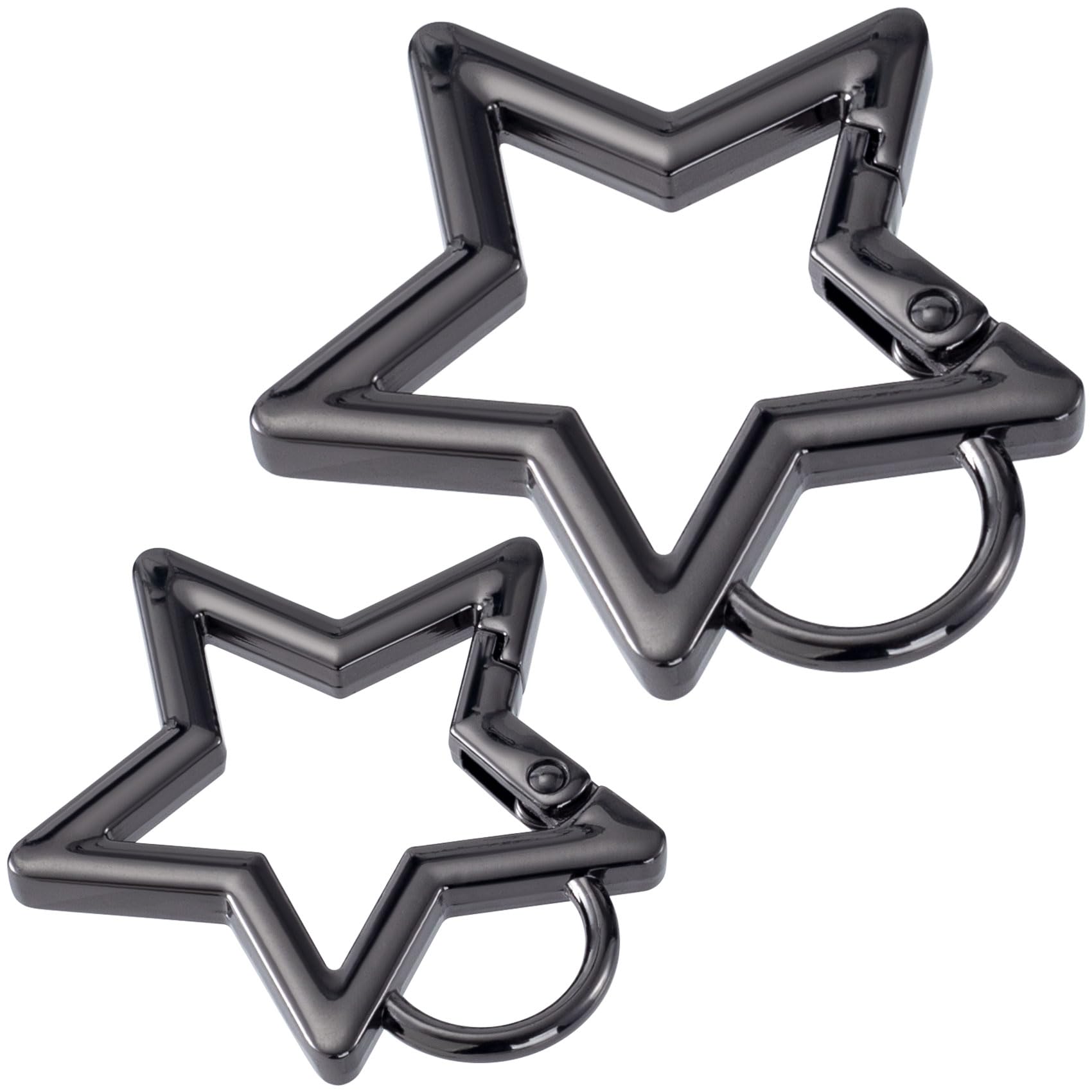 2 PCS Star Carabiner, Zinc Alloy Heavy Duty Star Shaped Keychain Clip with 2 Sizes, Carabiner Clip for Camping, Hiking, Fishing