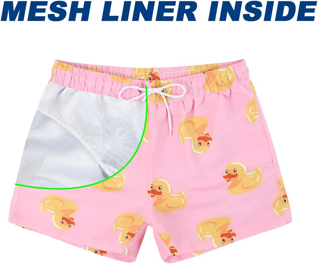 3 Inch Mens Swim Trunks Short Swim Shorts Pink Quick Dry Mens Swim Suits L - Image 3