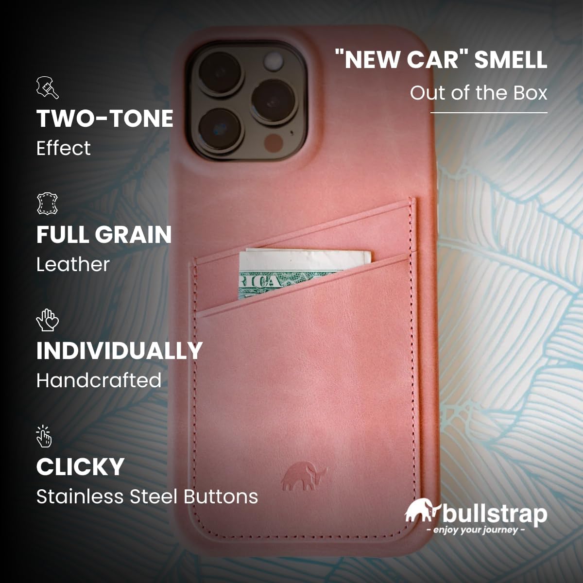 Bullstrap Premium Handcrafted Portfolio Leather Case for iPhone 15 Pro Max | No-Bulk Flawless Fit & Secure Card Storage | Premium Full-Grain iPhone 15 Pro Max Leather Case w/Beautiful & Unique Patina
