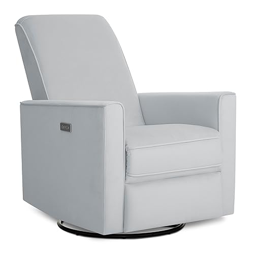 Miniatura 24 de Evolur Harlow - Asiento de felpa tapizado de lujo, giratorio, reclinable eléctrico con puerto USB, certificado Greenguard Gold, color beige