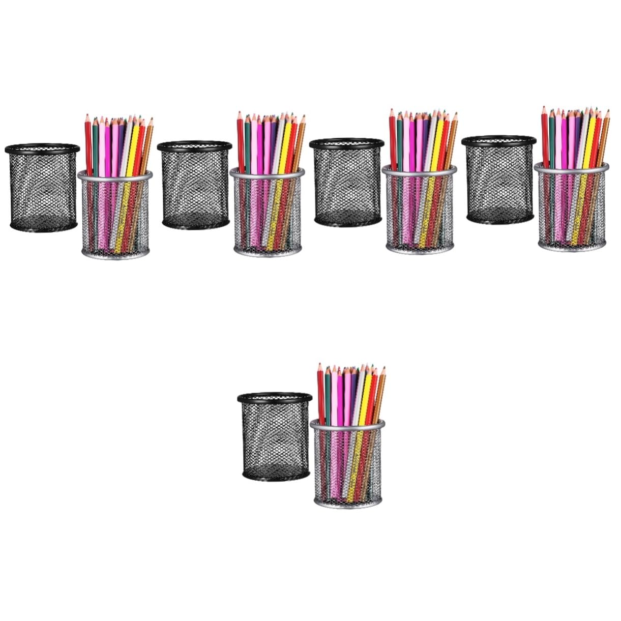 VILLCASE 10piezas Organizador De Escritorio De Metal Mesh y Portalápices Multiusos Para y Maquillaje Accesorio De Almacenamiento Para Lápices y