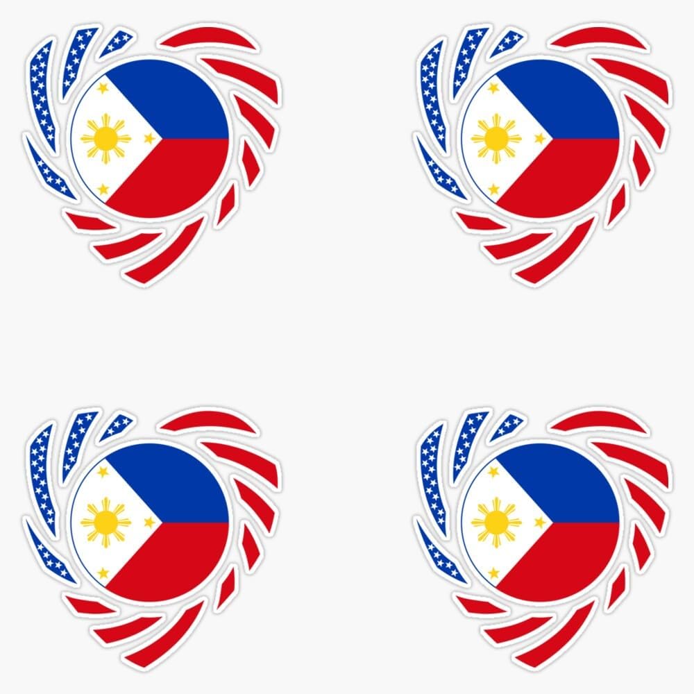 Filipino American Multinational Patriot Flag Series (Heart
