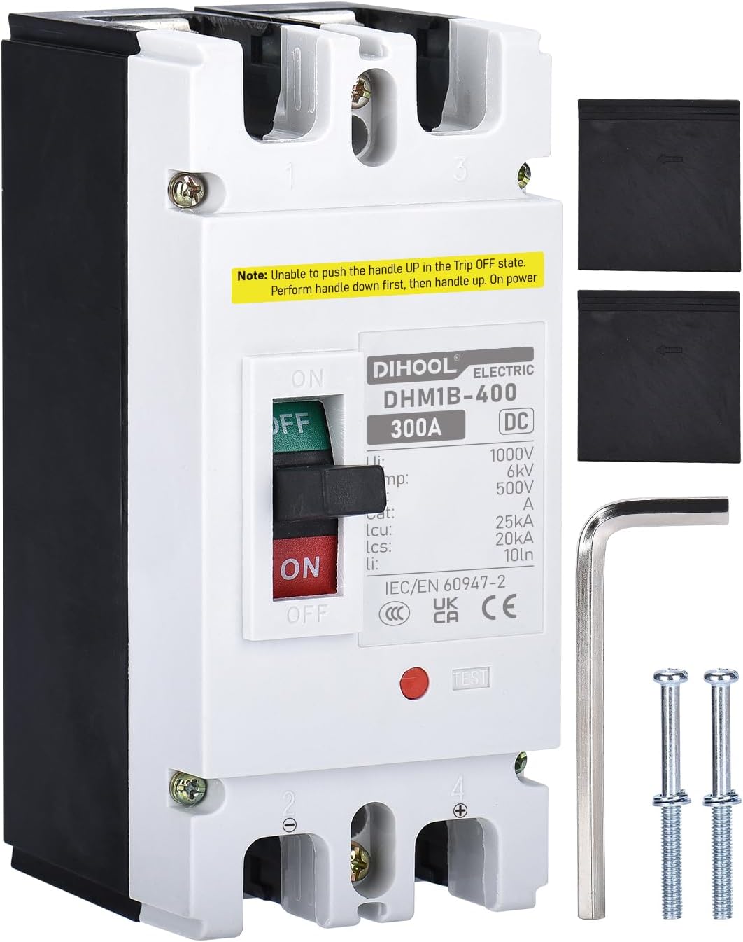 DIHOOL Heavy Duty Battery Disconnect Switch, 300 Amp DC Circuit Breaker for Power Station Solar System