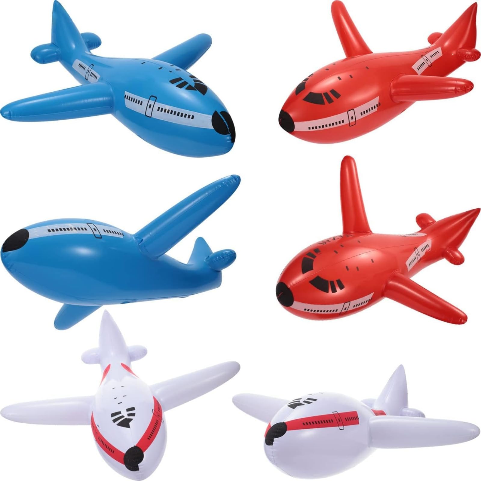 Inflatable Airplane Decorations, 6-Pack Jumbo Aviation Themed Decor for Adult Party, Events, Photo Booth Props, and Adult Celebrations, Durable PVC Inflatable Decor, 47cm/18.5 Inch Large Size
