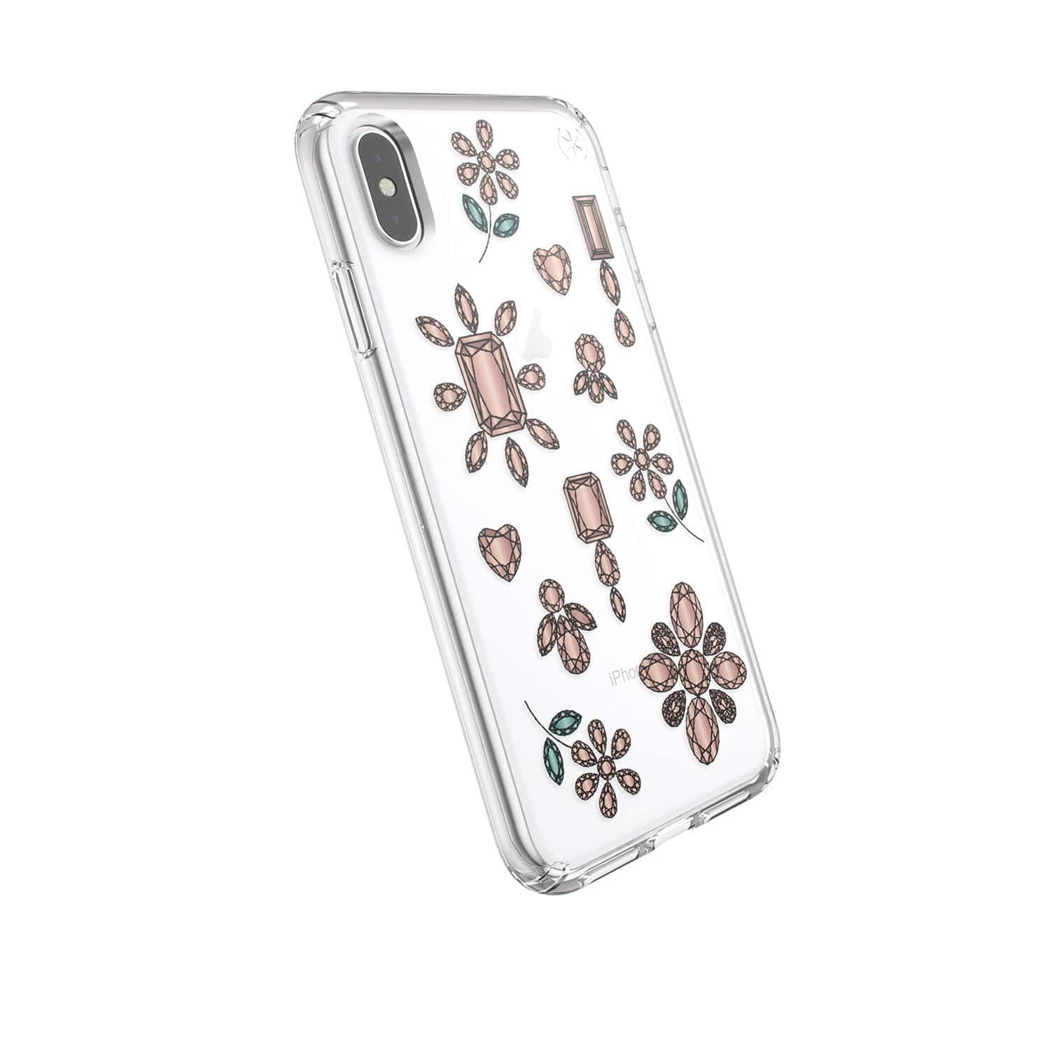 Speck Products Presidio Clear + Print iPhone Xs Max Case, DancingDiamonds Peach Gold/Clear
