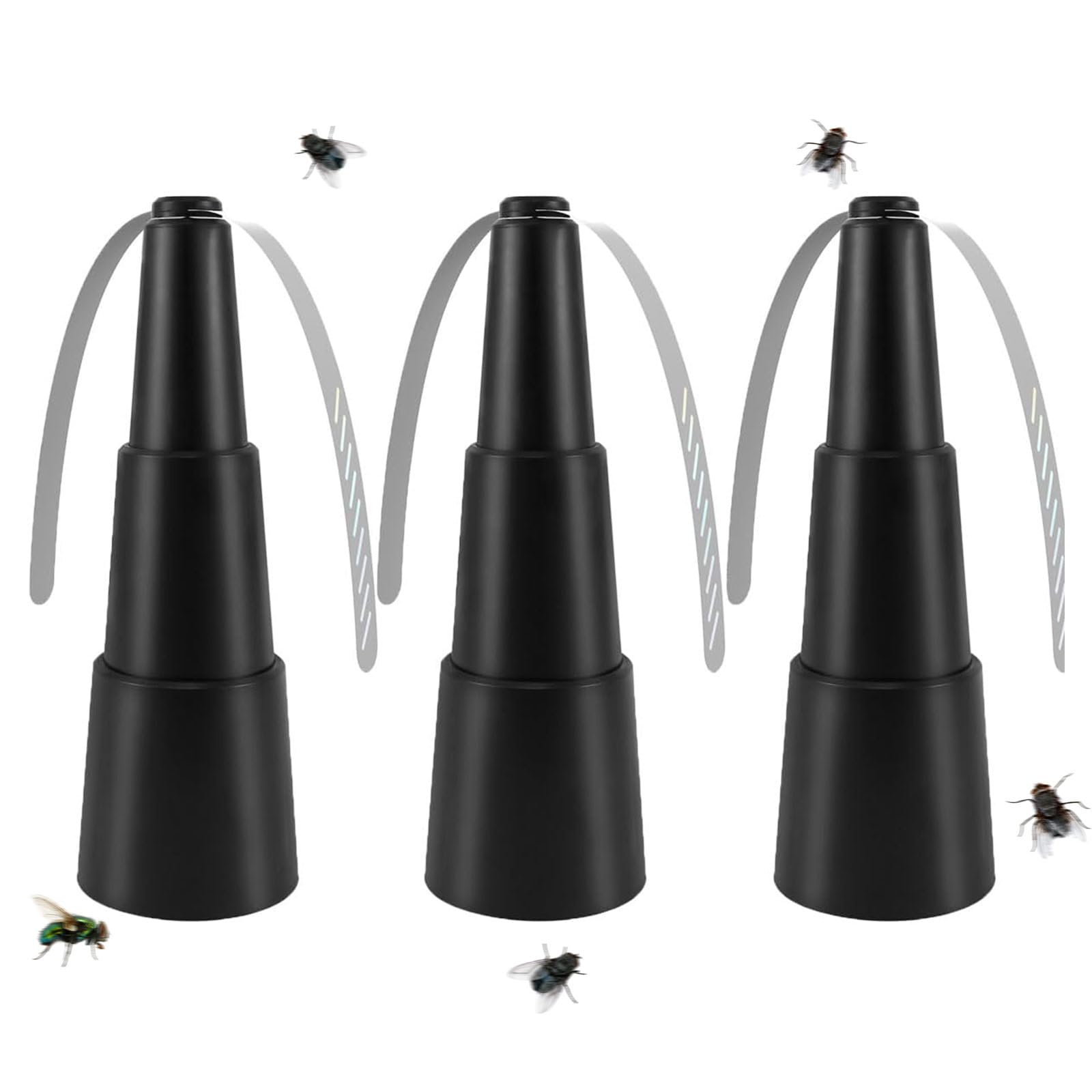 OEHUG Fly Fans for Tables, Battery Powered Fly Repellent Fan with Soft Holographic Blades, Quiet Portable Flies Fan for Picnic, BBQ, Party Indoor & Outdoor Dining 8x8x25.5cm (3pcs)