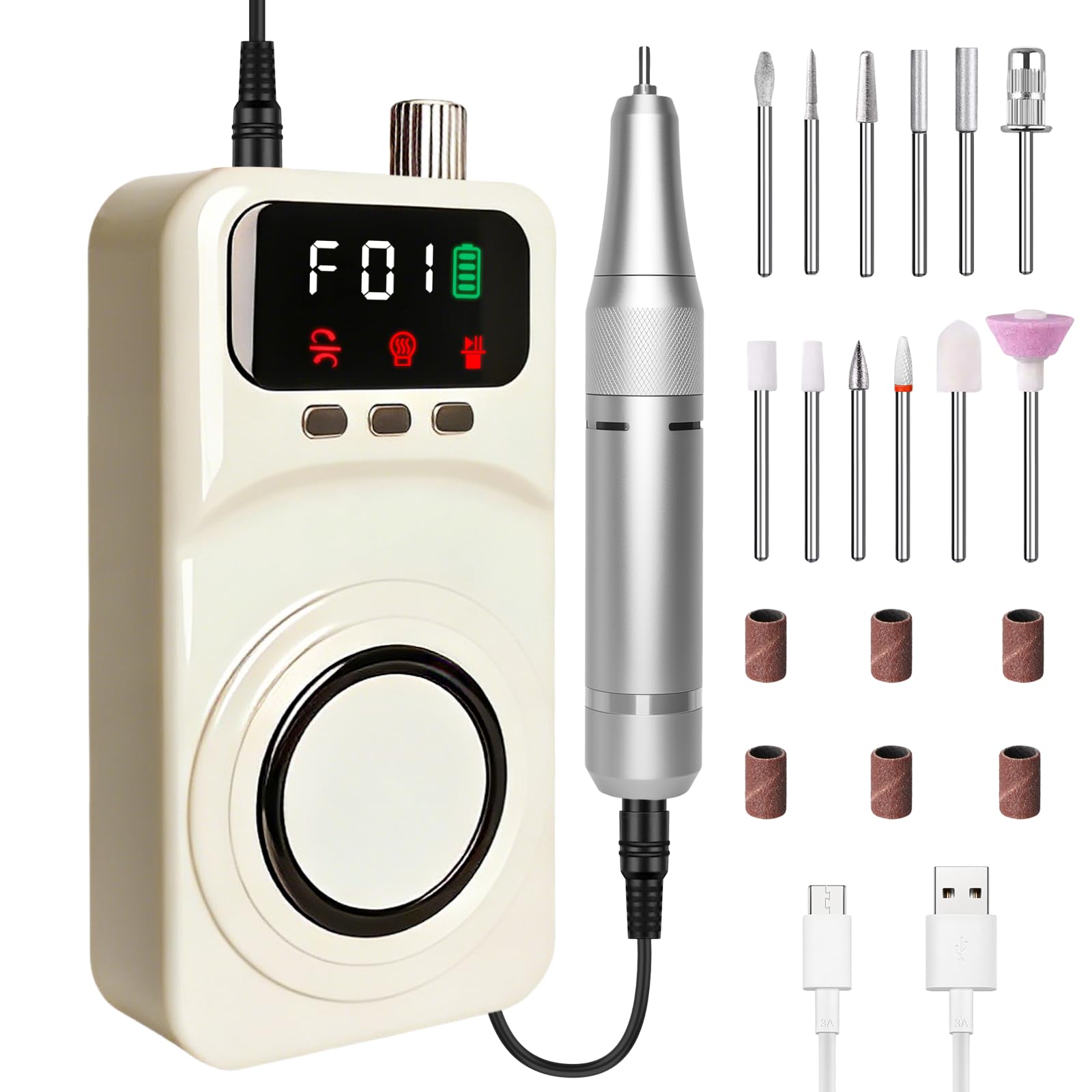 Fresa per Unghie Professionale, 12 in 1 Lima Elettrica per Unghie, Manicure e Pedicure Elettrico, 40000 RPM, Velocità Regolabile, Lima Per Unghie Elettrica per Casa e Salone