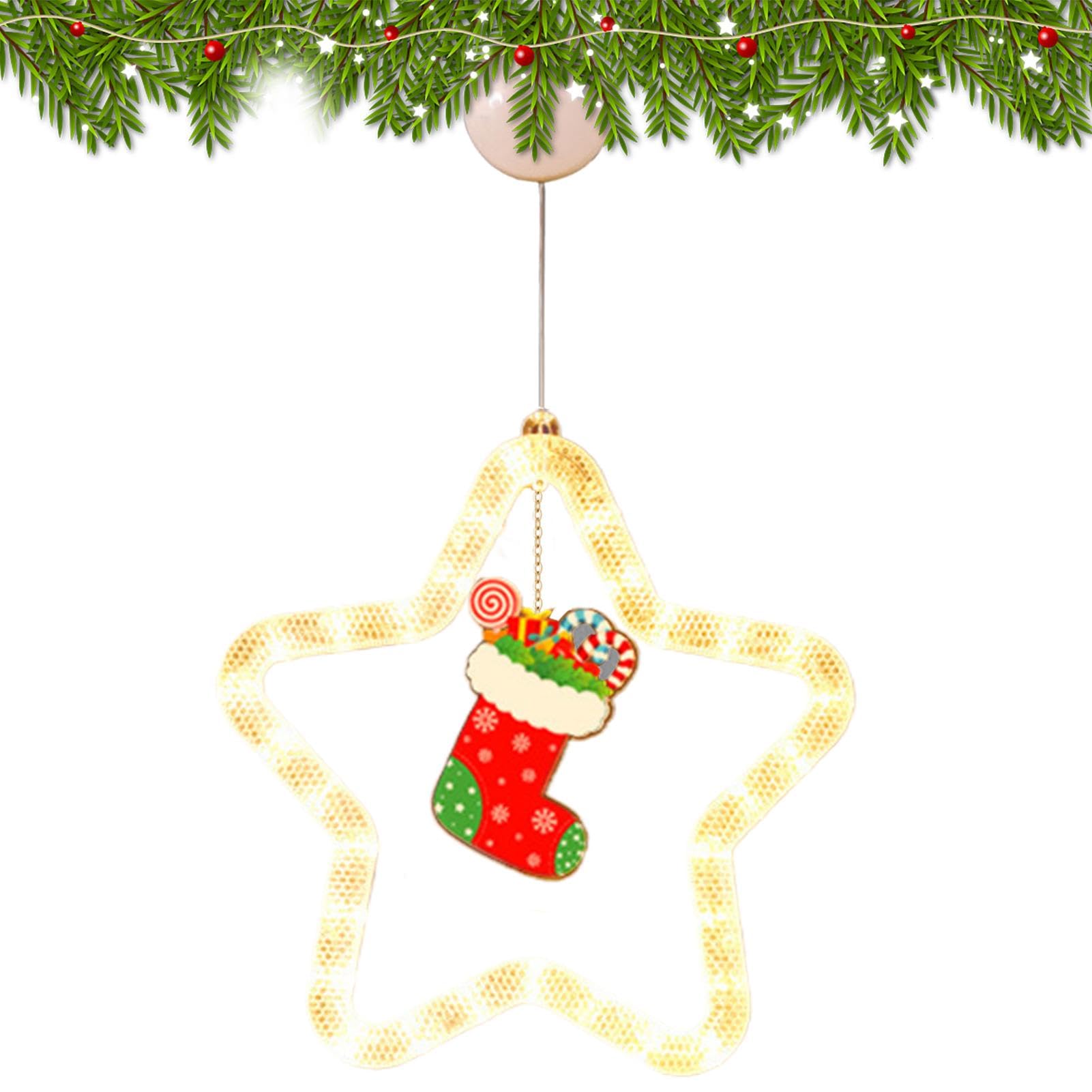 Qyljeiwred Christmas Window Star Lights,Christmas Lights with Suction Cup | Curtains Lights for Bedroom LED Fairy Lights for Indoor Decoration