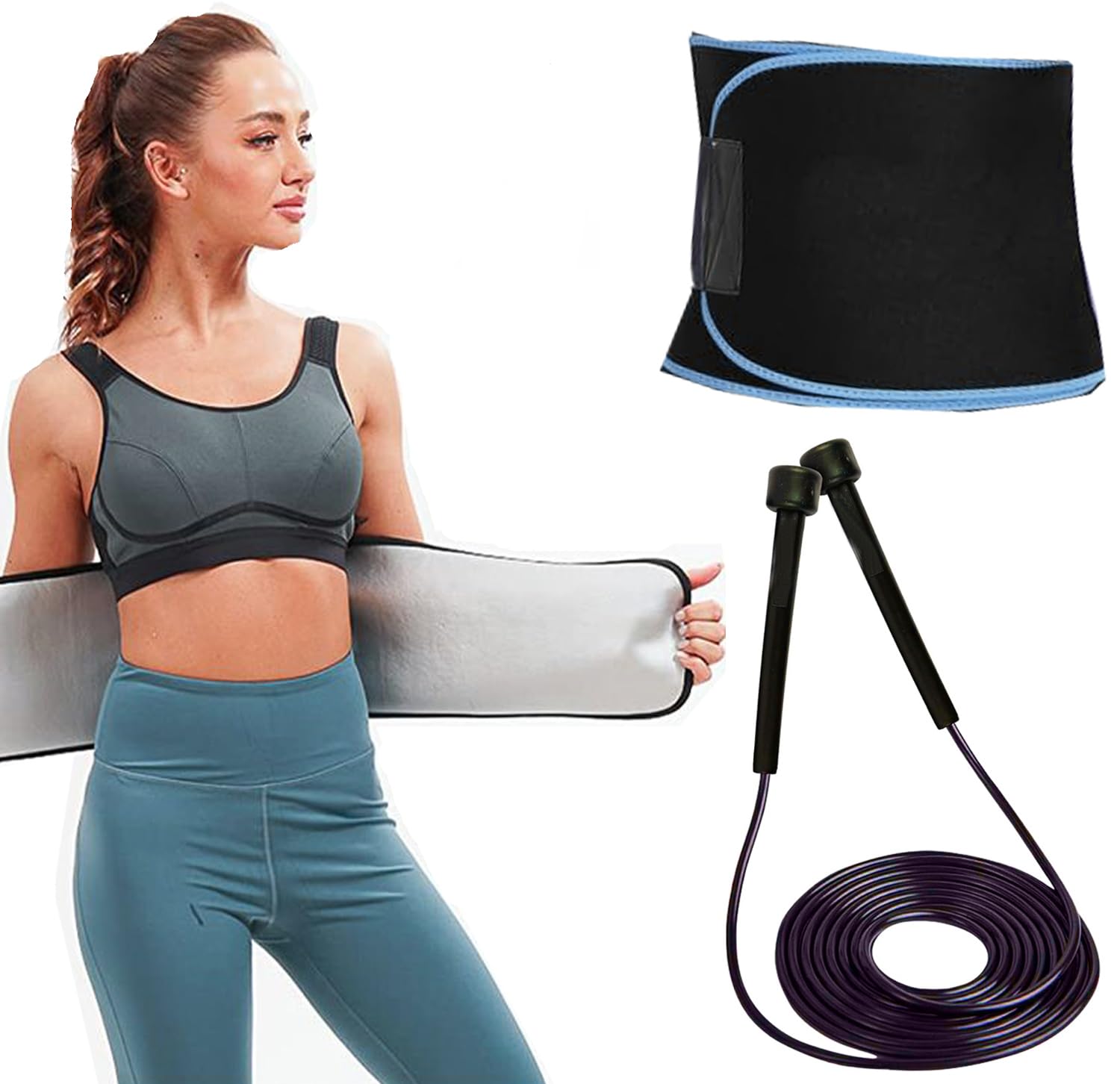 Best Quality Skipping Rope And Sweat Slim Belt For Men and women and Children Exercise Rope for Workout & Weight Loss Jumping Rope-image-12