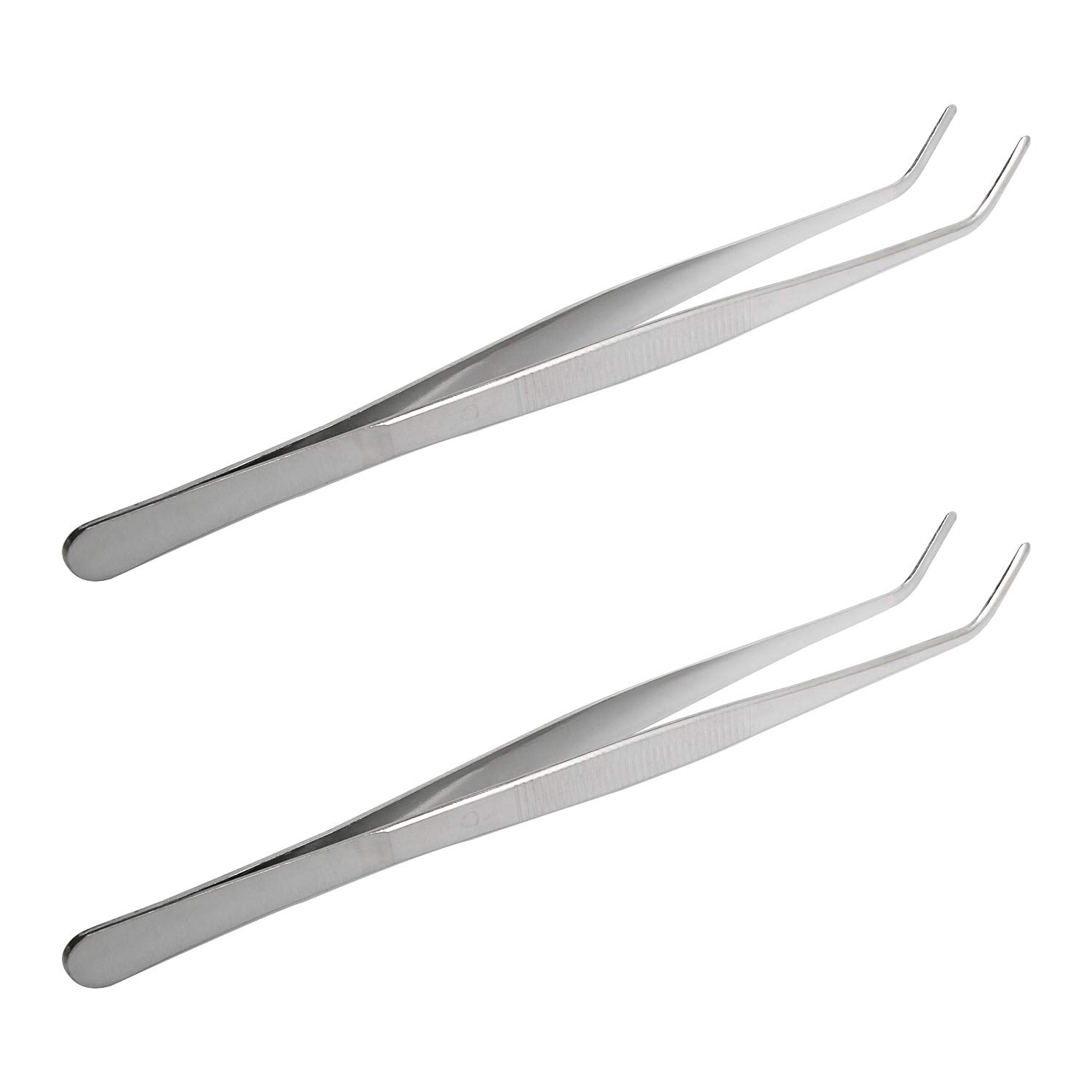 Aoje Link-Electric Silver Aoje-Link Stainless Steel Tweezers With Curved Serrated Tip Sewing Machine Electronic Repair Tweezers Pliers Multi-Purpose Tweezers Tool Pliers 2Pcs