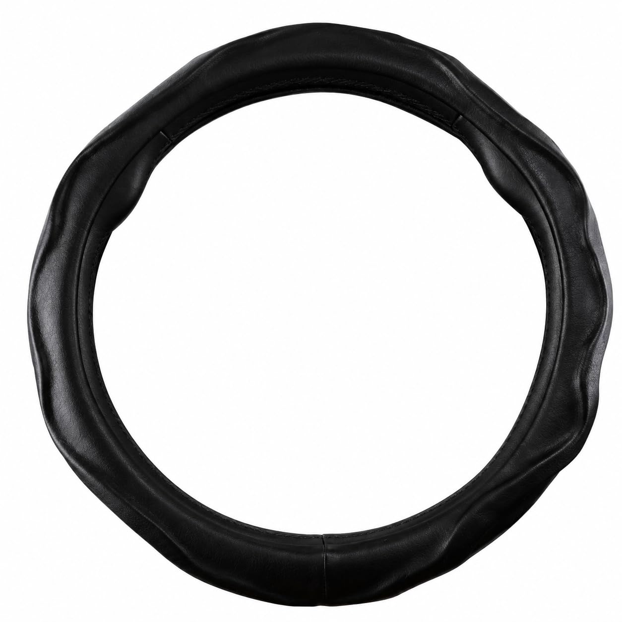 FGCNBHUY Genuine Sheepskin Steering Wheel Cover for Hyundai Bayon/Ioniq 5 NE/Ioniq AE Hatchback Sedan, Anti Slip Breathable 15 Inch Protector,Black
