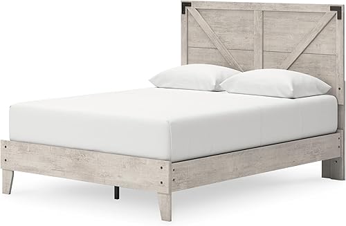 Miniatura 119 de Signature Design by Ashley - Base de cama con plataforma de granja casual Shawburn, tamaño matrimonial, cal desgastada Encalar,Gris (rustic