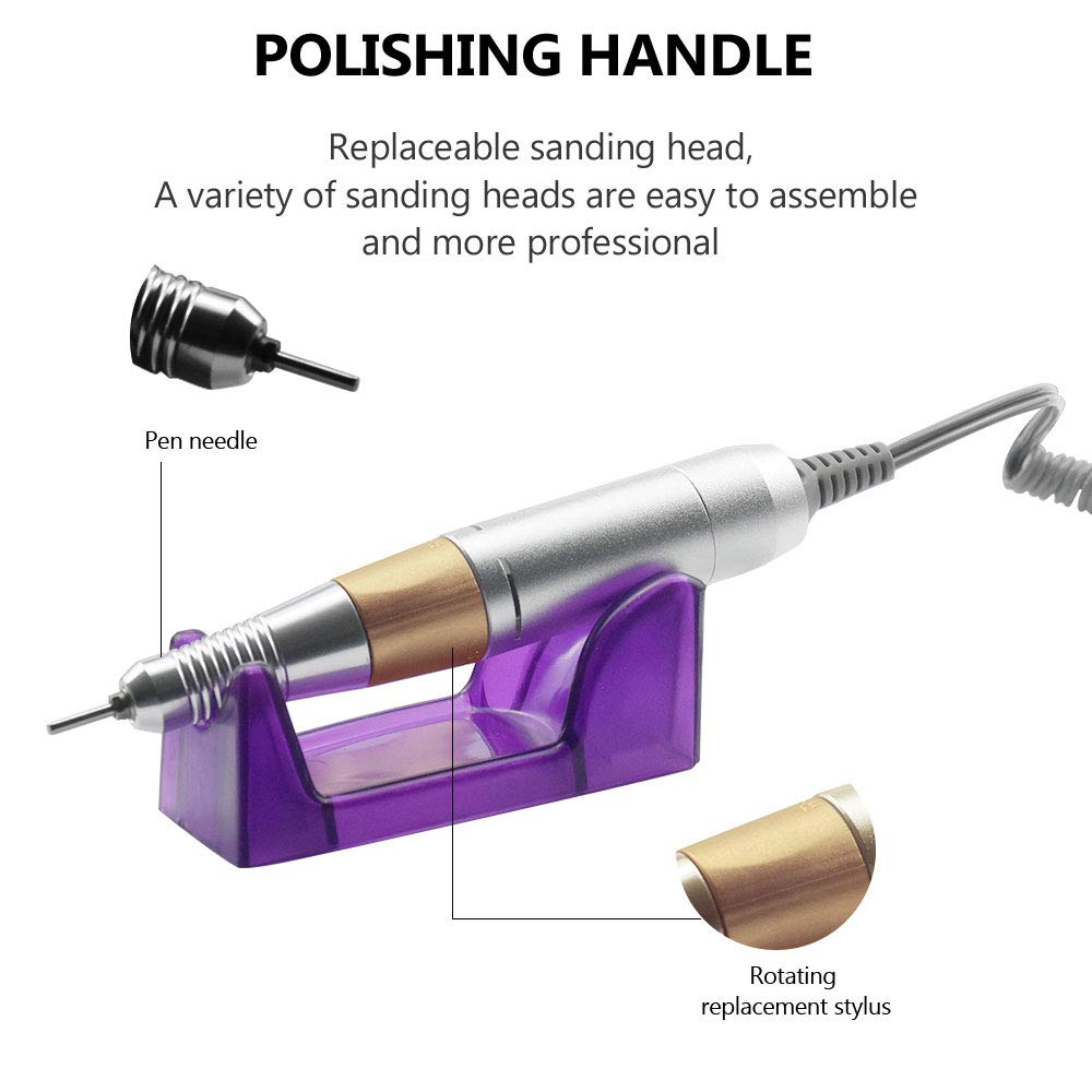 Máquina Perforadora de uñas Máquina de Taladro uñas 3500 0RPM Aparato máquina manicura Profesional para el Kit pedicura Herramienta Archivo eléctrico(White-202)