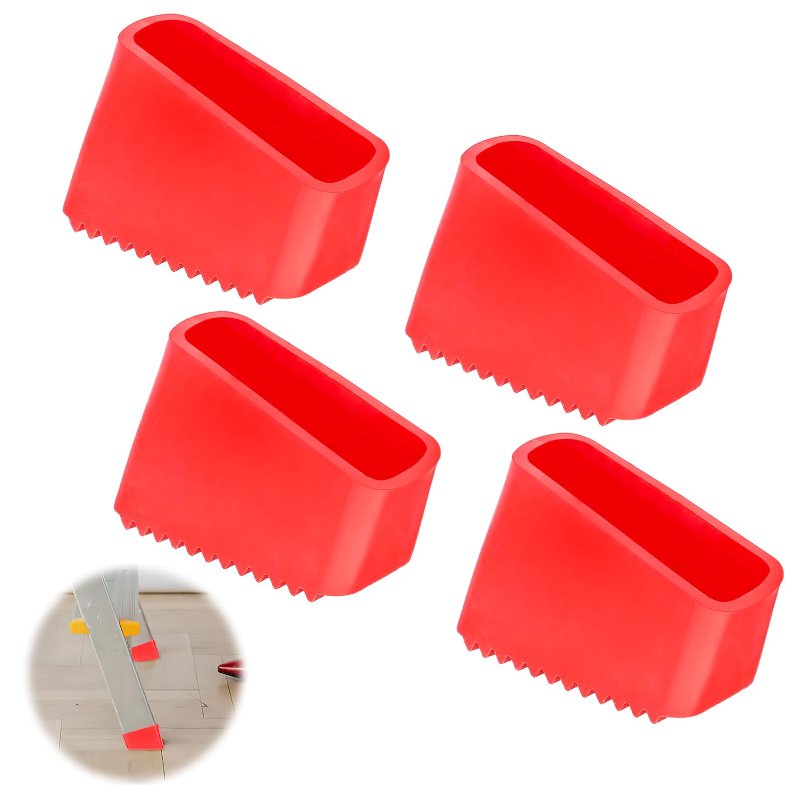 Uniwersalne gumowe nóżki do drabin, 50 x 20 mm, 4 sztuki, zapasowe nakładki na drabinki, antypoślizgowe nóżki drabiny, stopki, nakładki ochronne do drabiny