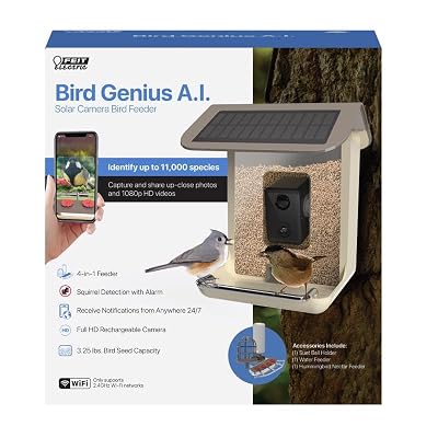 Feit Bird Genius Smart Feeder Wild Bird 2.5 L Plastic Bird Feeder 1 Ports