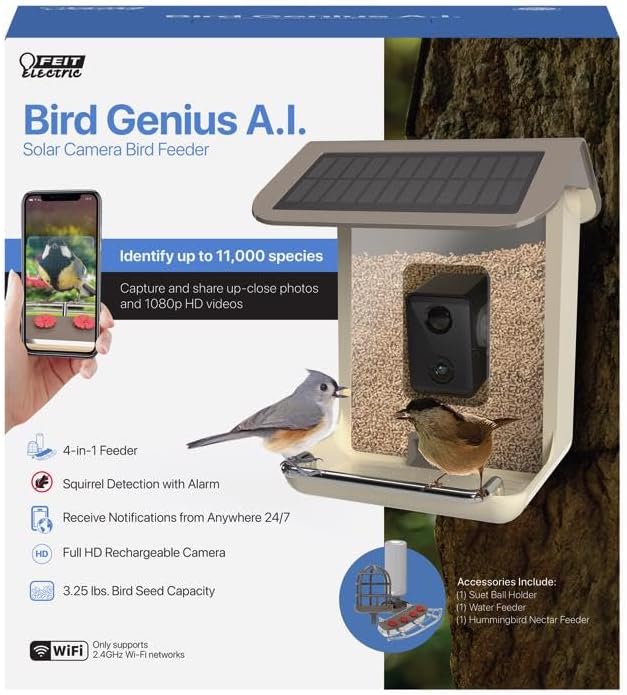 Feit Bird Genius Smart Feeder Wild Bird 2.5 L Plastic Bird Feeder 1 Ports