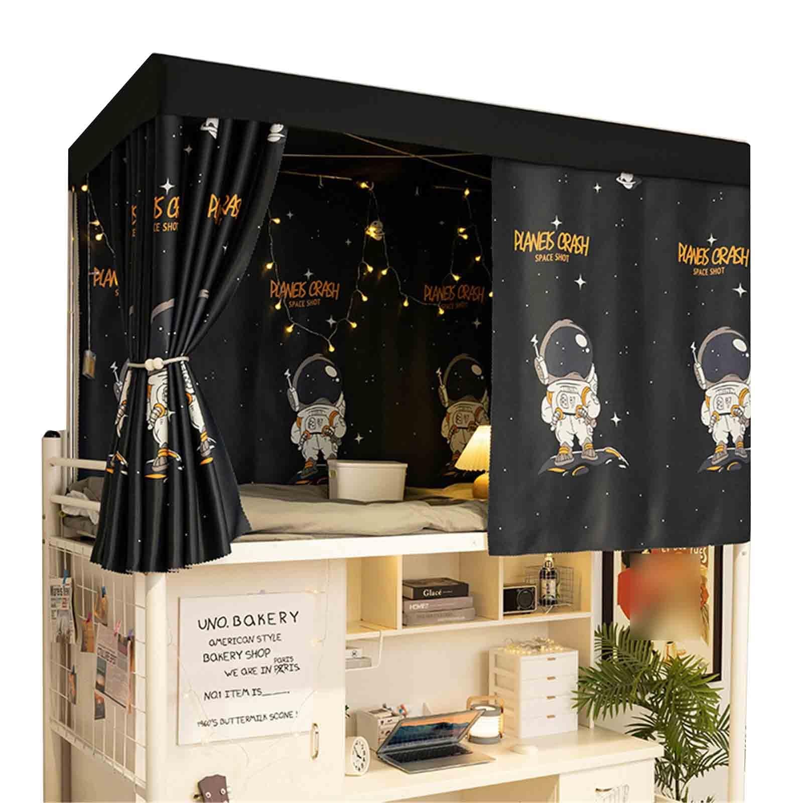 HAJHI Thicken Blackou Bunk Bed Tent Dormitories Bunk Bed Curtains for Bottom Top Polyester 3 Doors Loft Bed Curtains Mosquito-Proof(3*curtains,1.5M,H)