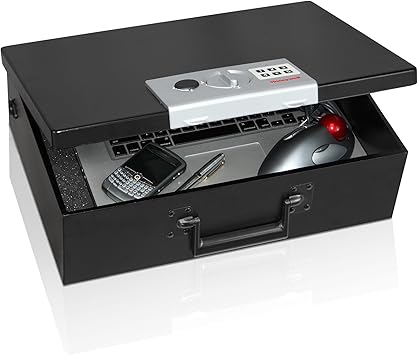 Honeywell Safes & Door Locks - Hideable Money Safe Box with Carry Handle - Fire Resistant Safe Document Box for Home - Metal Box with Digital Lock for Personal Items, Jewelry - 0.48-Cu - Black - 6...