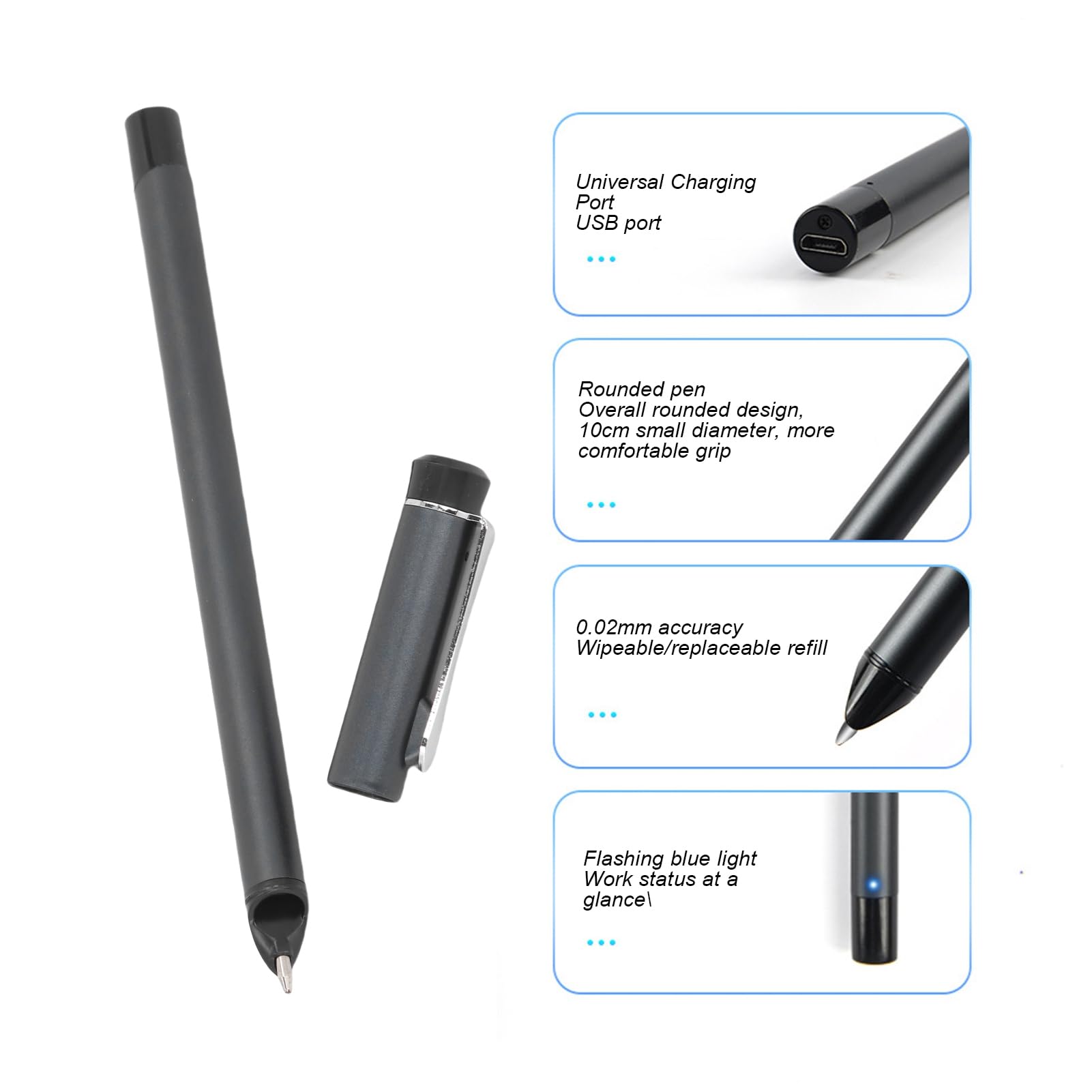 Digitales Notizbuch, Intelligentes Schreibset, Echtzeit-Textkonvertierung für Studenten, Profis, PU-Material, Bluetooth, Kabellos (Tiefblau)