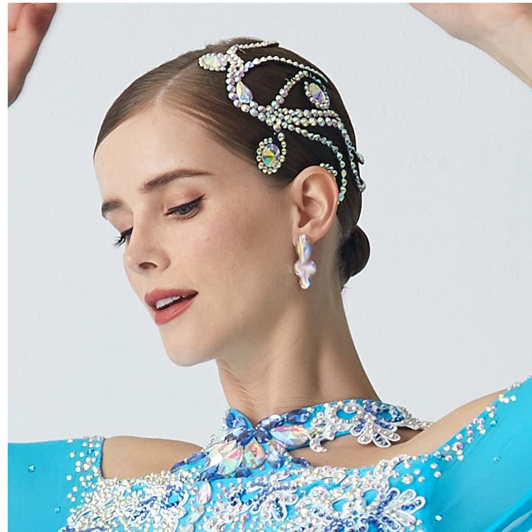 Accessori per La Danza delle Donne Copricapi alla Moda per La Danza Latina Pezzo di Capelli con Strass per Balli da Sala Decorazione per Capelli di Danza del Ventre