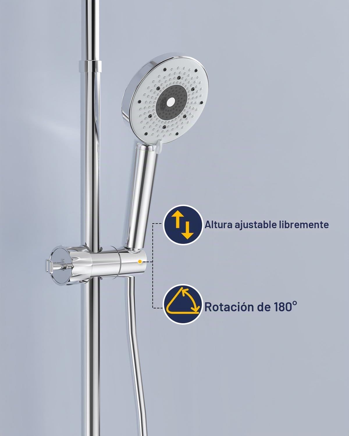 YEAUPE PRO Juego de ducha con filtro – 10 pulgadas acero inoxidable ducha lluvia y ducha de mano cromada blanca 2 filtros de repuesto, manguera de PVC de 1,6 m, soporte de altura ajustable, sistema