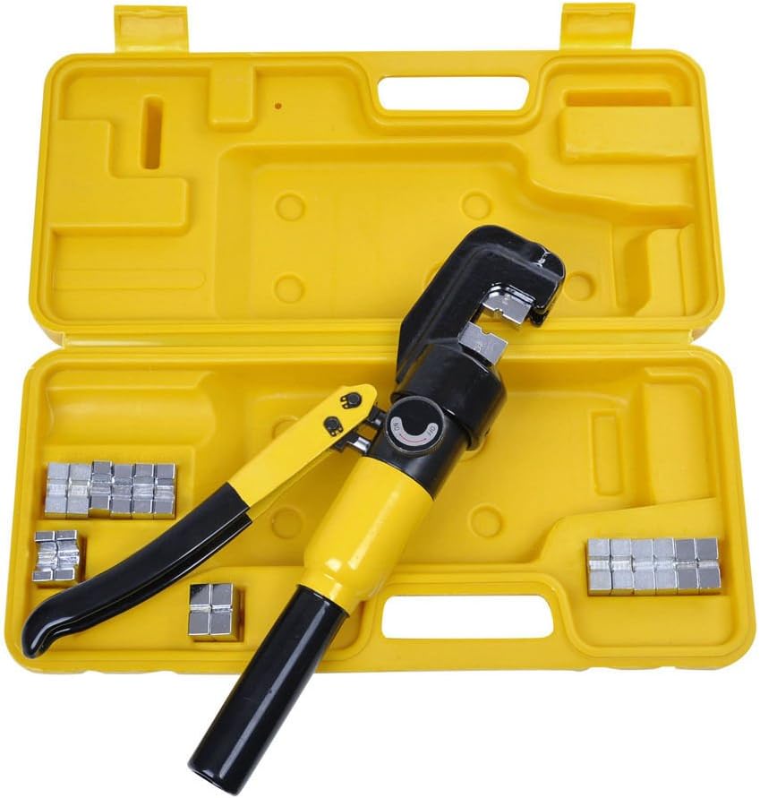 10 Ton Hydraulic Crimper Crimping Tool/w 9 Dies Wire Battery Cable Lug Terminal
