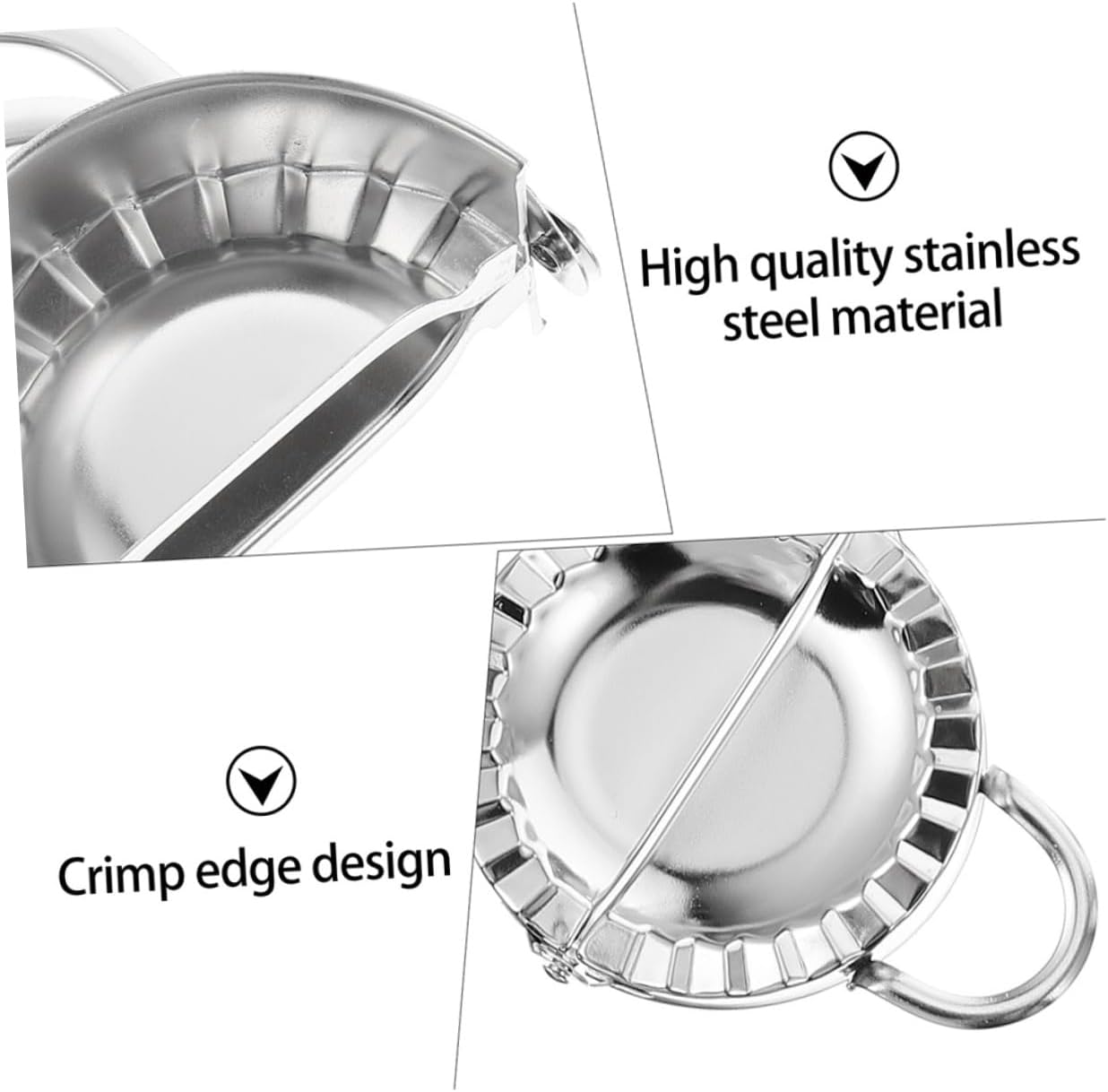 SHOWERORO 1set Stainless Steel Dumpling Cutters and Molds Pierogi Maker Tools for Homemade Dumplings Ravioli Empanadas and More Professional Crimped Edges for Sealing