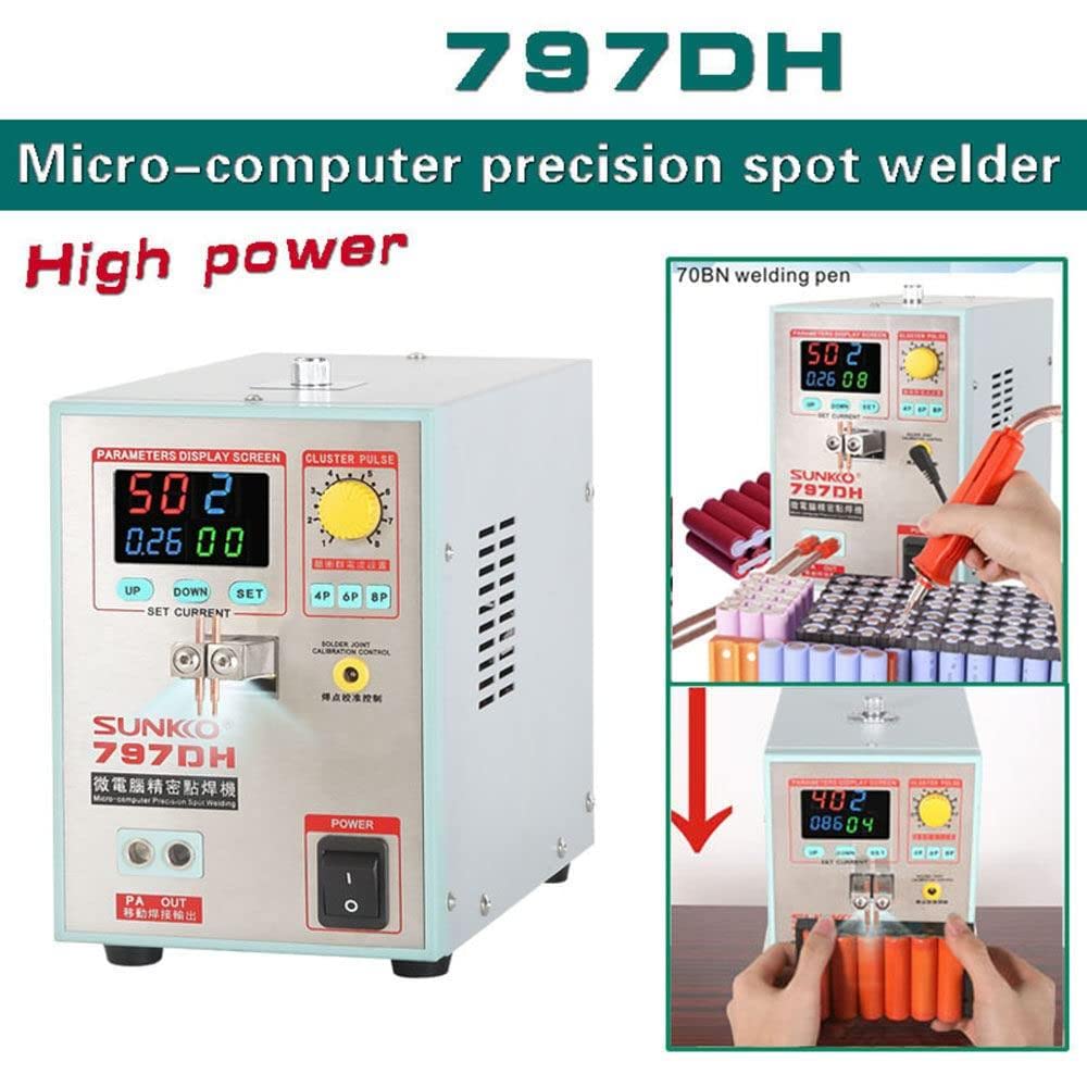 Saldatrice a Punti a Batteria 797DH, Saldatrice a Batteria, Saldatrice a Punti a impulsi da 3,8 kW, Saldatrice a Punti a Batteria e Stazione di Saldatura Saldatrice a impulsi Portatile, per Pacco ba