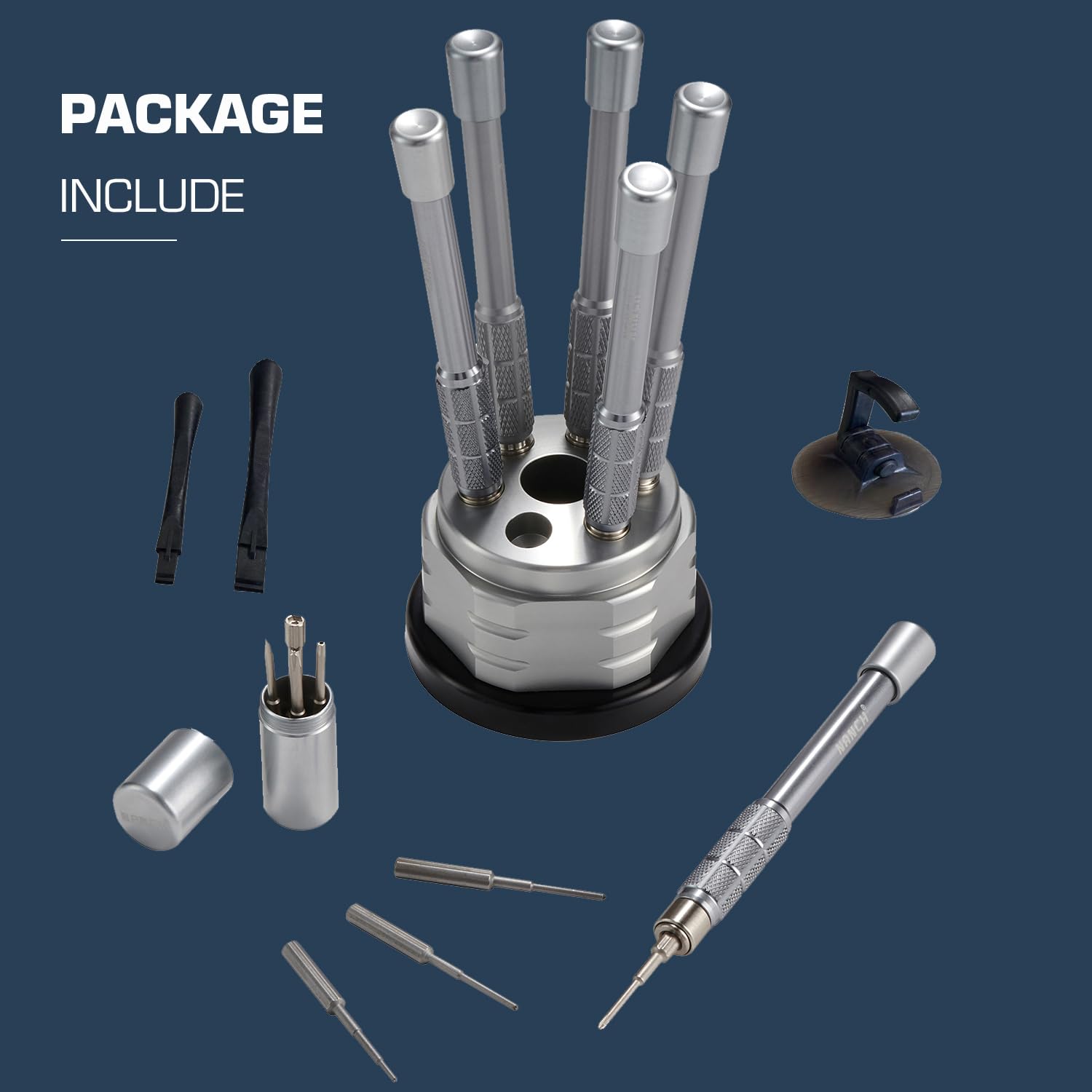 Juego de destornilladores de precisión profesionales para reparación de teléfonos, juego de 6 mini destornilladores pequeños con soporte de rotación de 360°, compatible con iPhone, iPad