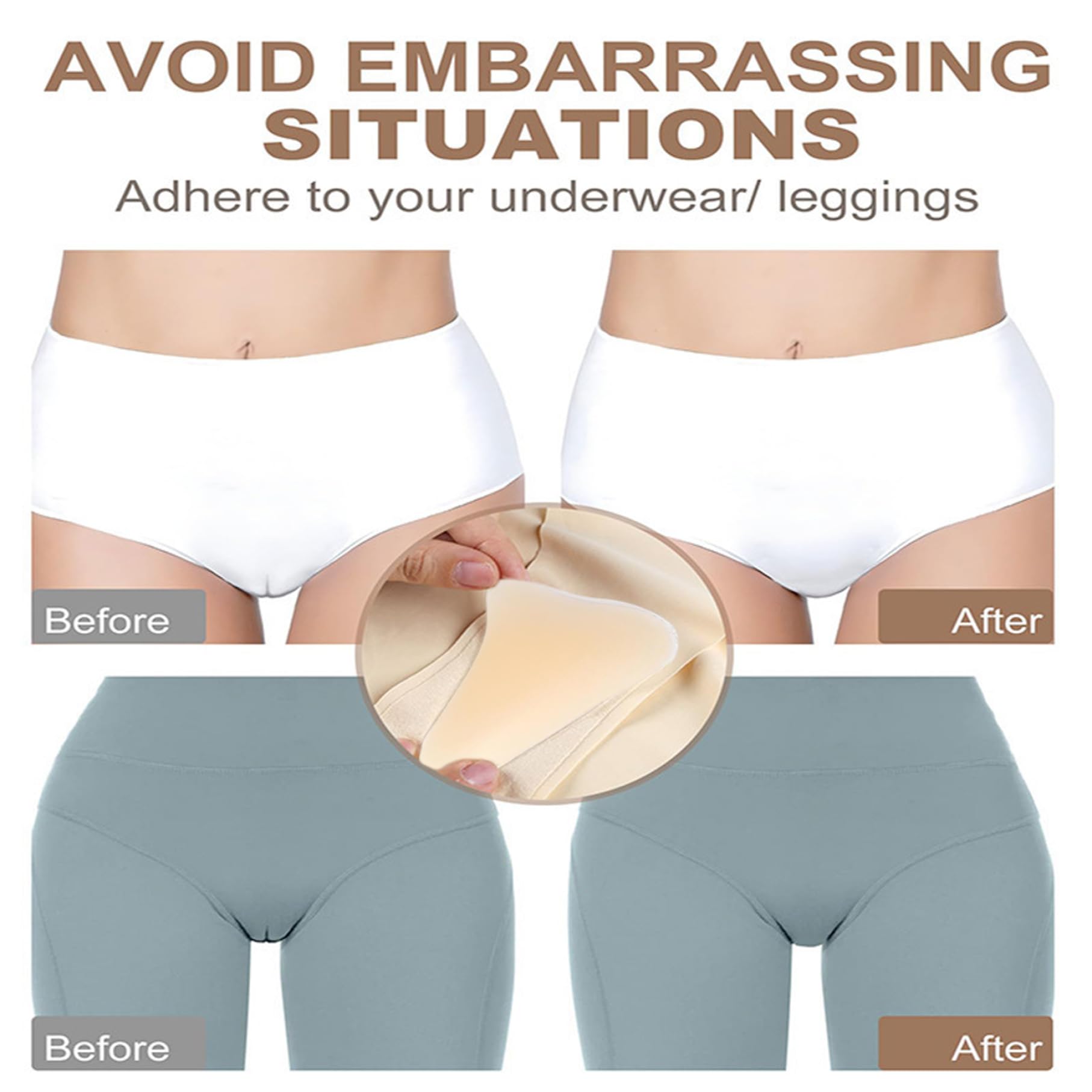 6pcs Camel Toe Concealer, Silikon Einsetzen großer Nahtloser Anti -Kamelzehen Unterwäsche, tragbare und Wiederverwendbare Anti -Cameltoe -Pad für Frauen