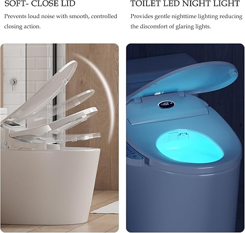 Miniatura 7 de Asiento de inodoro de bidé alargado, agua caliente ilimitada, tapa de inodoro de cierre suave, calefacción electrónica, pantalla de visualización,